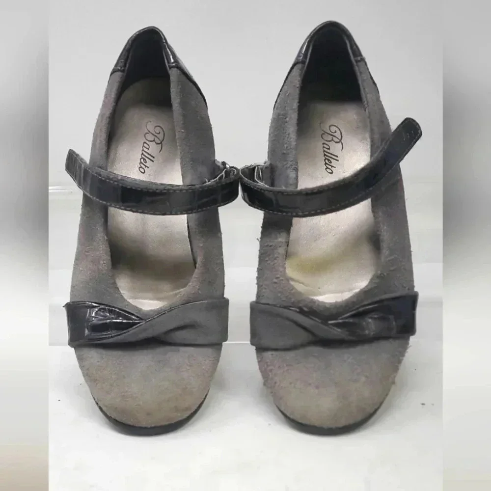 GIRLS BALLETO Leather Suede Light gray Maryjane Dress shoe Flexible Sole Comfort